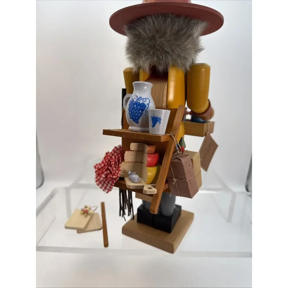 Christian Ulbricht Nutcracker Peddler 15.5” Cheese, Wine, Jam, Broom READ MORE